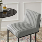 Modway - Indulge Chenal Touffé Tissu Tabourets de comptoir - Gris clair - Ensemble de 2-Cadre en acier inoxydable noir mat