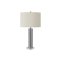 Monarch Specialties - Luminaire - 28 po H Lampe De Table - Métal Nickelé - Abat-Jour Ivoire / Crème - Contemporain-Cette lampe de table contemporaine et élégante de 28 pouces de haut est conçue avec un corps cylindrique en métal nickelé monté dans une base acrylique circulaire transparente, surmontée d'un abat-jour tambour en lin ivoire chic, et finie avec un embout argenté