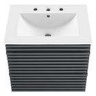 Modway - Render Support mural de 24" Vanette de salle de bain - Gris blanc-Bassin d’évier en céramique