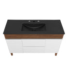Modway - Render 48" Vanité de salle de bain à un seul lavabo - Noyer blanc Noir-Bassin d’évier en céramique