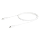 StarTech - câble USB-C blanc durable de 3 pieds (1 m) vers Lightning-CHARGEZ RAPIDEMENT LES APPAREILS LIGHTNING : Le câble robuste/robuste permet la charge rapide à l’aide de chargeurs Power Delivery d’Apple 18W jusqu’à des adaptateurs USB-C de 96W, Idéal pour les stations de recharge, Appareils de charge incluent des AirPods, clavier magique/pavé tactile/souris et télécommande Siri