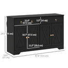 HOMCOM - Buffet 47,6 po L avec rangement - noir-Convient à la salle à manger, la cuisine, le salon ou d'autres espaces restreints nécessitant un peu plus de rangement 
