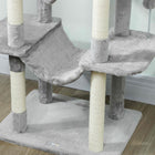 PawHut - Arbre à chat 69 po, tour avec 2 condos - gris clair-Niche à double porte offrant une cachette amusante et sécurisée pour les chats 