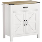 HOMCOM - Buffet 30,5 po L - armoire de rangement - blanc-Finition aspect bois, portes de grange et accents métalliques ajoutent un charme rustique de ferme 