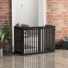 PawHut - Barrière pour animaux extra large autoportante 80 po avec pieds de support - noir-Deux pieds amovibles pour une stabilité accrue 