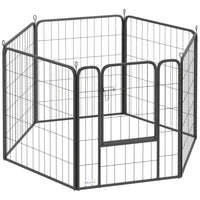 PawHut - Parc pliable pour chien 6 panneaux avec porte et sangle - 31,5 po L-Six panneaux peuvent être configurés en différentes formes pour une installation polyvalente