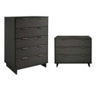Manhattan Comfort - Granville commode et chiffonnier modernes - gris foncé - ensemble de 2-Commode de chambre moderne-contemporaine avec une touche de glamour comprenant 1 chiffonnier et 1 commode standard