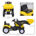 HOMCOM - Tracteur-bulldozer à conduite pour enfants, jouets de camion de construction - jaune-Pelle avant réaliste avec un design d'autocollant jaune et noir 