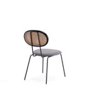 Manhattan Comfort - Lot de 2 chaises de salle à manger Jardin 48,5 cm style industriel chic, rembourrées, noir et gris-Dossier de dossier rond unique en rotin
