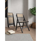 Manhattan Comfort - Lot de 4 chaises pliantes de salle à manger Pullman 46 cm style industriel chic, noir et cannage naturel-Canne naturelle fine fabriquée à partir de véritable rotin en bois