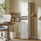 Kleankin - Armoire colonne de salle de bain avec étagère ouverte et tiroir - blanc-Couleur : Blanc 