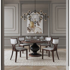 Manhattan Comfort - Lot de 2 chaises de salle à manger traditionnelles Pulitzer 46 cm, revêtement similicuir, argent et noyer-Cadre en hêtre massif avec une finition noyer riche