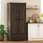 HOMCOM - Armoire de rangement de cuisine 69 po haute avec étagères réglables - brun café-Deux étagères réglables permettent une organisation personnalisée 