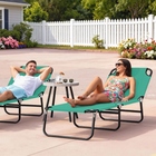 Outsunny - Chaise longue pliante - chaise de bronzage 5 positions - vert foncé-Trou pour le visage permettant de s’allonger confortablement sur le ventre lors des bains de soleil