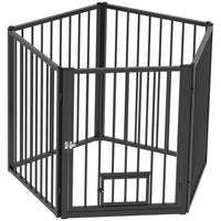 PawHut - Parc à chiots 5 panneaux avec porte - 30 po H-Utilisation polyvalente à l'intérieur, à l'extérieur ou comme barrière pour chien