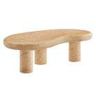 Modway - Elowen Intérieur - Terrasse extérieure Faux travertin texturé Table basse - Travertin-Forme moderne de haricot rognon