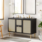 Modway - Chaucer 48" Meuble de salle de bain à double lavabo - Noir noir-Boutons d’armoire en métal