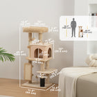 PawHut - Arbre à chat 41 po avec poteaux à griffer, lit, condo - beige-La construction en panneau de particules et sisal garantit la durabilité 