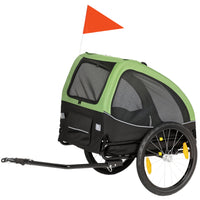 PawHut - Remorque de vélo pour chien avec roues de 20 po, fenêtres ventilées, laisse de sécurité - vert foncé-Le connecteur universel convient aux roues de 22 po à 28 po, garantissant une installation rapide et sans tracas 