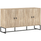 HOMCOM - Buffet moderne 55,3 po L - chêne-Le motif en chevrons sur les quatre portes apporte un attrait visuel saisissant 