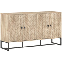 HOMCOM - Buffet moderne 55,3 po L - chêne-Le motif en chevrons sur les quatre portes apporte un attrait visuel saisissant 