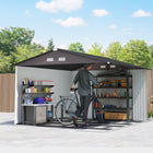 Abri de jardin Outsunny 9' x 11' avec kit de fondation-Le toit incliné empêche l’accumulation d’humidité et de pluie
