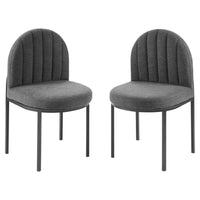 Modway - Isla Tissu rembourré Fauteuil d’appoint de salle à manger Ensemble de 2 - Charbon noir-Fauteuil à manger Glam Deco