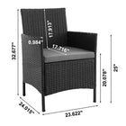 Manhattan Comfort - Ensemble de salon de patio moderne Imperia pour 2 personnes avec table d’appoint - Gris - Lot de 3-Table d’appoint avec verre trempé amovible de 5 mm