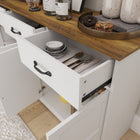 HOMCOM - Buffet 55,1 po L avec rangement - blanc-Panneau de particules avec revêtement mélaminé assurant durabilité et facilité d'entretien 