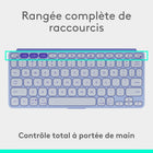 Logitech - Keys-To-Go 2, clavier Bluetooth portable pour tablette avec coque intégrée - Lilac-Application Logi Options+: personnalisez l'ensemble des touches de fonction du clavier pour un travail en déplacement simple et efficace (disponible sous Windows et macOS uniquement)