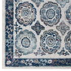 Modway - Entourage Treillis marocain floral vieilli d’Odile Tapis de comédie 8 pi l x 10 pi L - Ivoire et bleu-Dessous en caoutchouc de prise