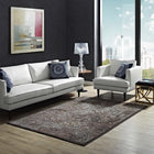 Modway - Westia Vintage turc orné Tapis de 5 pi l x 8 pi L - Brun foncé et bleu argenté-Tissage serré à poil bas