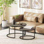 HOMCOM - Tables gigognes rondes 31 po avec plateau effet marbre - gris - Paquet de 2-Plateau en MDF de qualité et structure en acier pour une grande stabilité et une longue durabilité