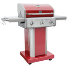 Kenmore - Barbecue au gaz sur piédestal à 3 brûleurs - Rouge-Boîtier de combustion de 24 po x 17 po revêtu de porcelaine.