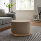 Modway - Tilden Grand velours rond de performance de 23" Rembourré Ottoman - Taupe Natural-Rembourrage en mousse dense