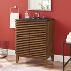 Modway - Render 24" Vanette de salle de bain - Noir noyer-Étagère de rangement réglable