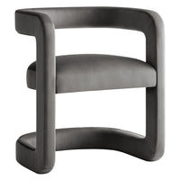 Modway - Winslow Tonneau Performance Velvet Chaise à manger - Storm Grey-Fauteuil à manger en tonneau