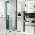 HOMCOM - Armoire de rangement de salle de bain mince avec deux portes et étagère réglable - blanc-Comprend 2 armoires à portes et 2 étagères pour ranger et exposer les articles essentiels du quotidien   