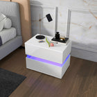 HOMCOM - Table de nuit LED avec 2 tiroirs - blanc-Choisissez parmi 60 000 couleurs, ajustez la luminosité, réglez des minuteries ou synchronisez avec la musique et les modes clignotants pour toutes les ambiances