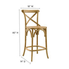 Modway - Gear Tabouret de comptoir - Naturel-Construction en bois d’orme