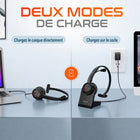 Delton - Casque mono Bluetooth sans fil 50X Pro avec réduction de bruit, supra-auriculaire, noir-Ce casque mono avec micro est livré avec un dongle USB à appairage automatique pour une connectivité sans effort.