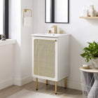 Modway - Chaucer 18" Armoire de toilette de salle de bain (lavabo non inclus) - Blanc-Poignée d’armoire en métal