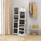 HOMCOM - Armoire à bijoux avec miroir pleine longueur - 21,7 po L x 21,7 po l x 62,4 po H - blanc-Rangement extra-large pouvant accueillir bagues, boucles d’oreilles, colliers, bracelets, cosmétiques et même sacs à main de façon ordonnée 