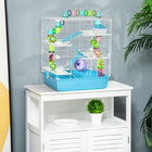 PawHut - Cage pour Hamster 5 Niveaux avec Système de Tunnels - Bleu Clair-Fil d'acier pour une bonne ventilation et deux poignées supérieures pour une prise facile