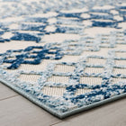 Modway - Reflect Giada Abstract Diamant Marocain Treillis Tapis intérieur/extérieur de 8 pi l x 10 pi L - Ivoire et bleu-Étanchéité, taches et résistants à l’eau / Faciles à nettoyer