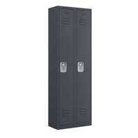 Ceha - Série RH, batterie de 2, casier 1 niveau avec aérations à persiennes, poignée encastrée - gris graphite-Construction en acier de qualité commerciale avec revêtement poudre