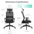 MotionGrey - Fauteuil de bureau ergonomique NovaCloud à dossier haut avec appui-tête 2D et accoudoirs réglables - Noir-Soutien cervical personnalisable – Comprend un appui-tête amovible pour offrir un soutien optionnel de la tête et du cou. Utilisez-le pour plus de confort, ou retirez-le pour une expérience d’assise plus épurée et minimaliste