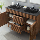 Modway - Render 48" Meuble de salle de bain à double lavabo - Noir noyer-Coiffeuse à grains de noyer