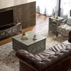 HOMCOM - Table basse avec rangement caché à dessus rabattable - gris vieilli-Un espace de rangement caché sous le dessus pour ranger de nombreux essentiels du quotidien