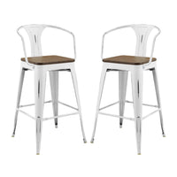 Modway - Promenade Tabouret de bar - Blanc - Ensemble de 2-Tabouret de bar style café et bistro